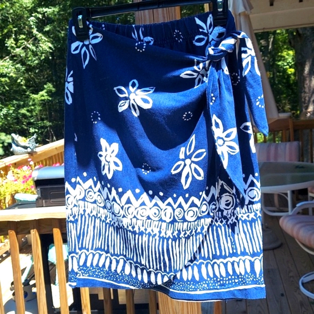 Vintage 90's Swat Blue & White Crossover tie Mini skirt Sz M